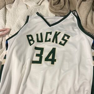 Men’s White and Green Bucks Jersey